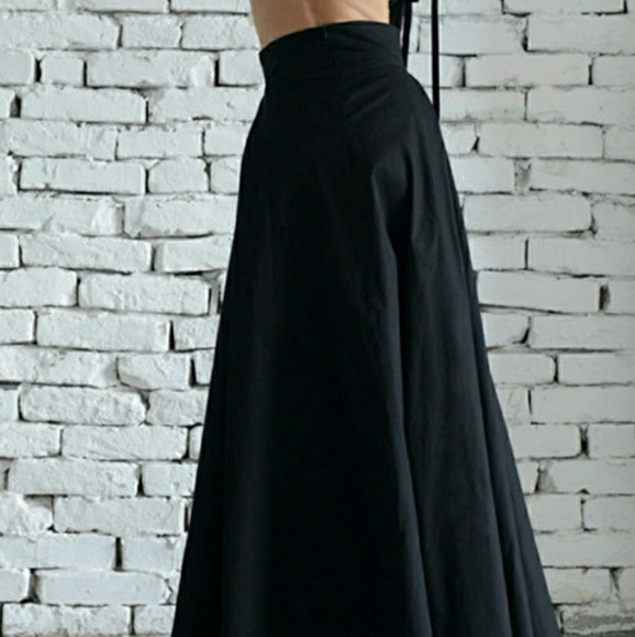 Maxi Black Skirt/Asymmetric Loose Skirt/ - Picture 3 of 6